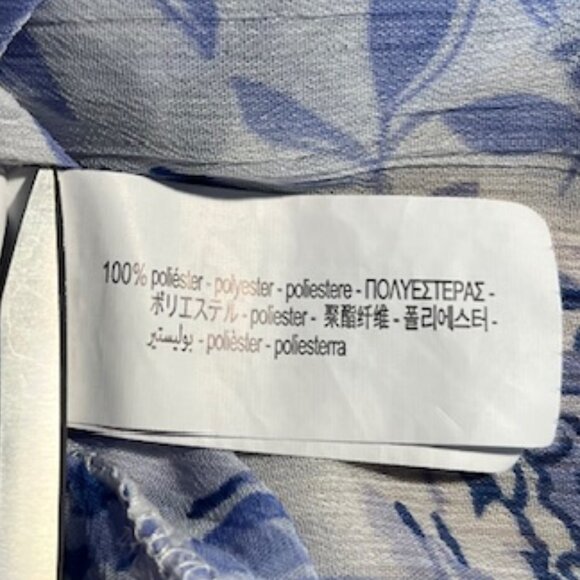 Zara Blue & White Floral Ruffle Trimmed Long Sleeved Blouse- Size L - Picture 8 of 9